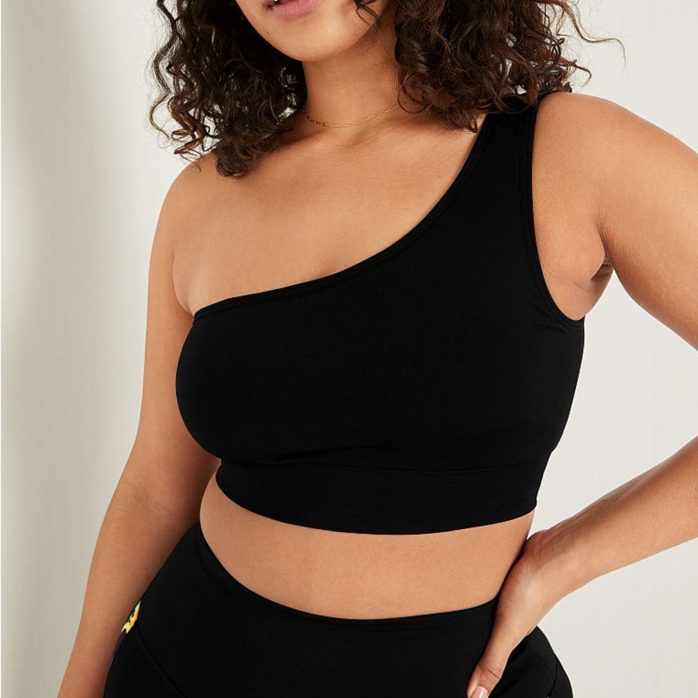 NWOT PINK Victoria’s Secret Seamless One-Shoulder Sports Bra, Black